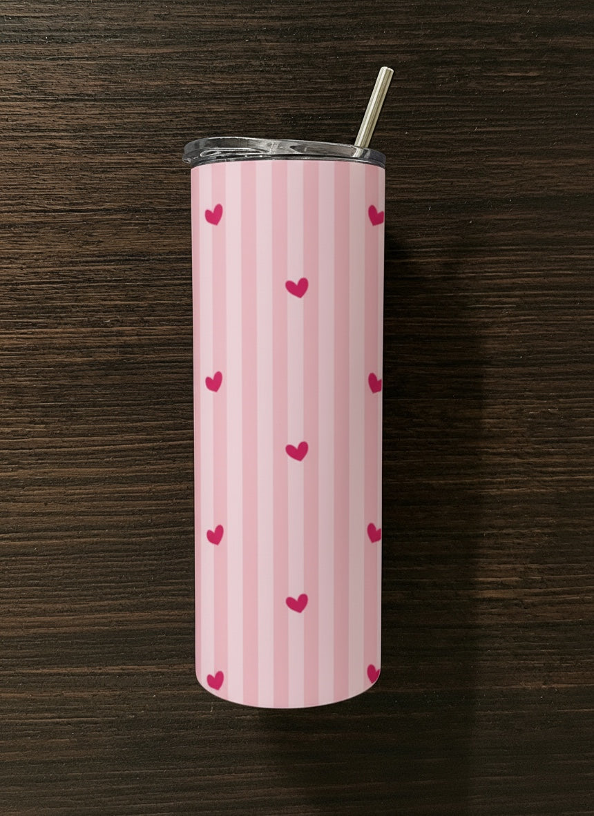 Pink Heart Pattern Tumbler💕